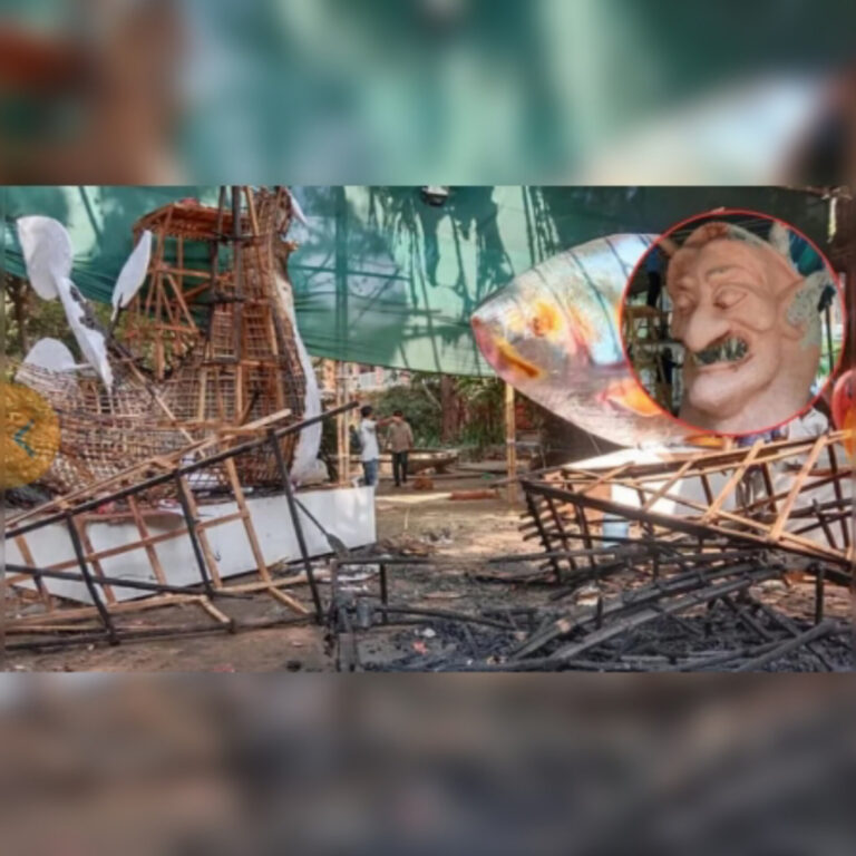 রহস্যজনক আগুনে পুড়লো ফ্যাসিবাদের মুখাকৃতি